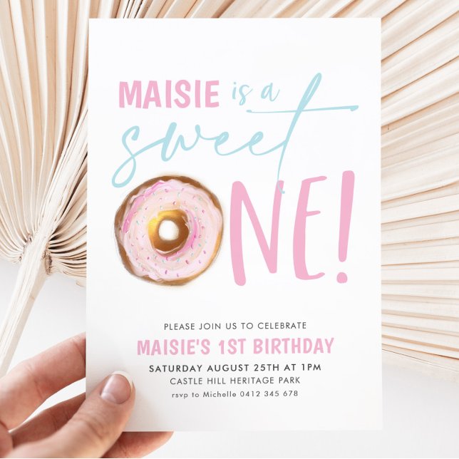 Invitación Chicas de Sweet One Donut Primer Fiesta de cumplea (Subido por el creador)