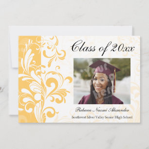 Invitación Chicas De Swirl Amarillos Impresionantes Foto Grad