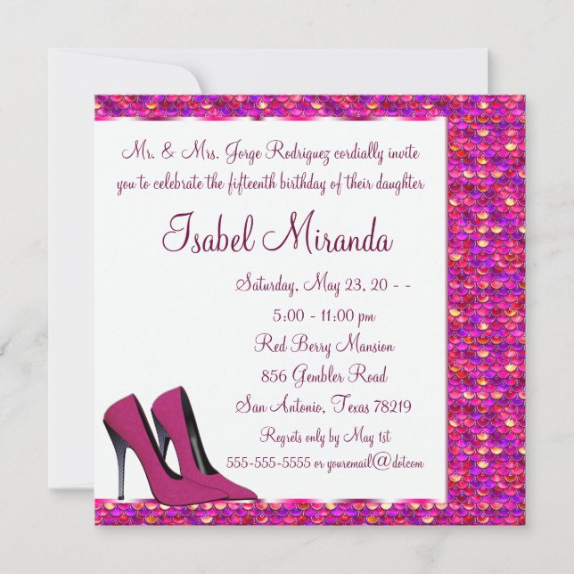 Invitación Chicas de tacones altos 15 Fiesta Quinceanera (Anverso)