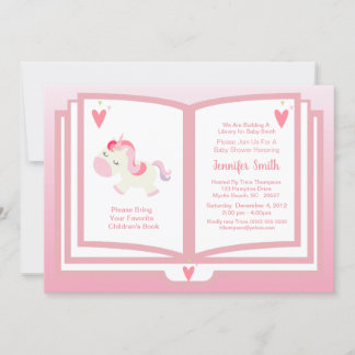 Invitación Chicas de temas del libro de Unicornio rosa lindo 