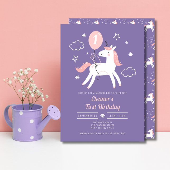 Invitación Chicas de Unicornio mágicos (Subido por el creador)