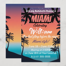 Invitación Chicas de verano de Miami Fiesta de Bachelorette