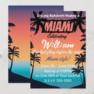 Invitación Chicas de verano de Miami Fiesta de Bachelorette