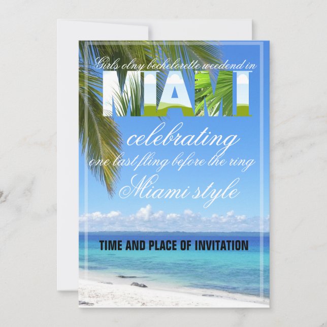 Invitación Chicas de verano de Miami Fin de Semana Fiesta de  (Anverso)