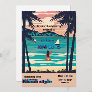 Invitación Chicas de verano de Miami Fin de Semana Fiesta de 