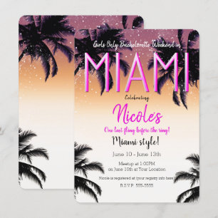 Invitación Chicas de verano en Miami fin de semana despedida 