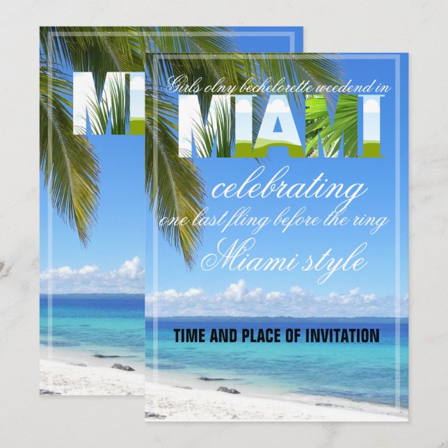 Invitación Chicas de verano fin de semana de despedida de sol (Anverso / Reverso)