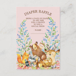 Invitación Chicas de Woodland Baby Shower Diaper Raffle Ticke