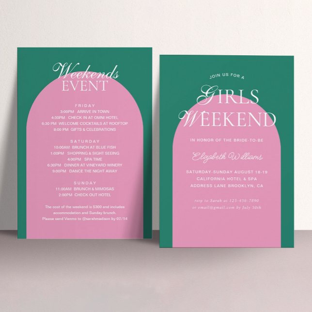 Invitación Chicas del Arco Rosa Verde Fiesta de Bachelorette (Subido por el creador)