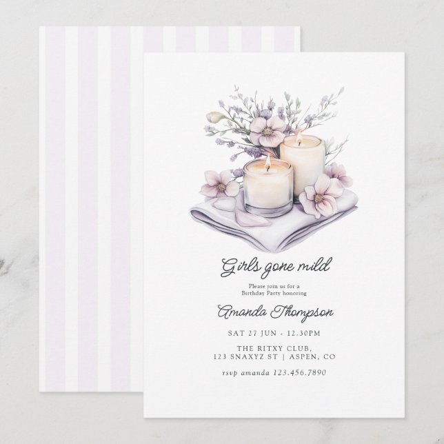 Invitación Chicas del autocuidado, Spa de chicas moderadas, F (Anverso / Reverso)