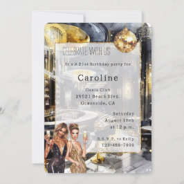 Invitación Chicas del Black Gold Night Club Fiestas Disco Cum