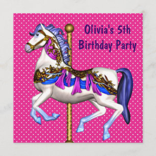 Invitación Chicas del carrusel rosa 5 cumpleaños