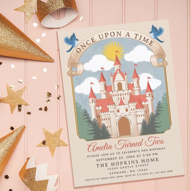 Invitación Chicas del Castillo Princesa de Fairytale Cumpleañ (Cover Page background provided by Freepik)