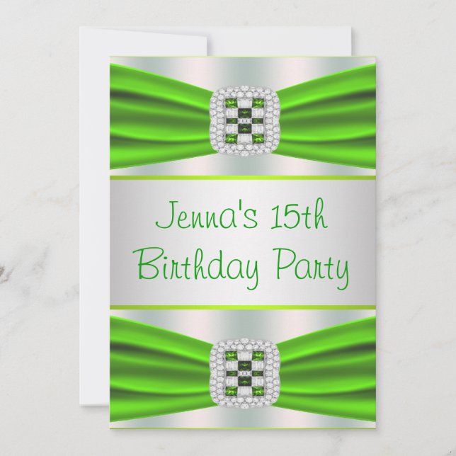 Invitación Chicas del Diamante Verde Lime Fiesta de Cumpleaño (Anverso)