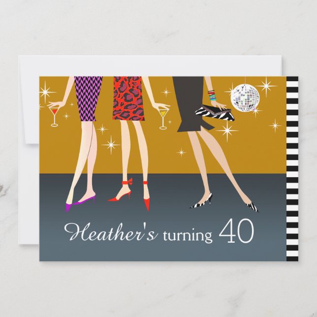 Invitación Chicas del Fiesta de moda 40 cumpleaños (Anverso)