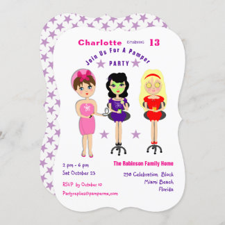 Invitación Chicas del Fiesta de Pamper Super Cute invitan a c