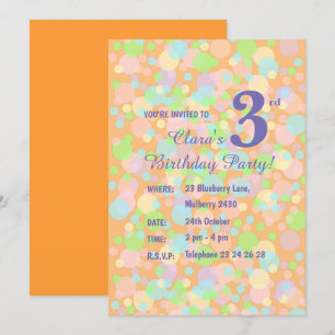 Invitación chicas del illusima Rainbow Pastel Dots Naranja Cu