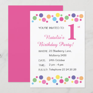 Invitación chicas del Ilustrante Rainbow Dots Invitati