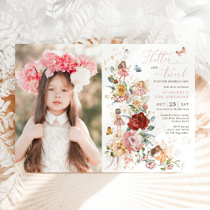 Invitación Chicas del Jardín de las Flores de Hadas Encantada