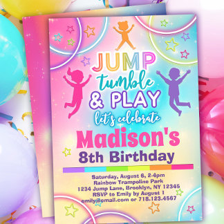 Invitación Chicas del Parque Arcoiris Saltan Cumpleaños