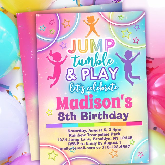 Invitación Chicas del Parque Arcoiris Saltan Cumpleaños (Subido por el creador)