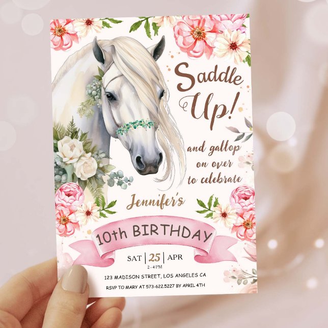 Invitación Chicas del partido de los cumpleaños del caballo r (Subido por el creador)