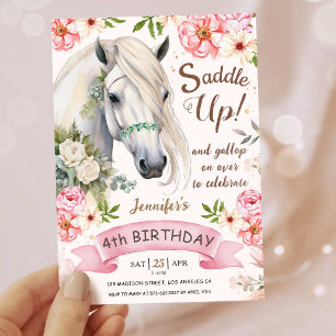 Invitación Chicas del partido de los cumpleaños del caballo r