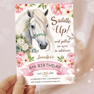 Invitación Chicas del partido de los cumpleaños del caballo r