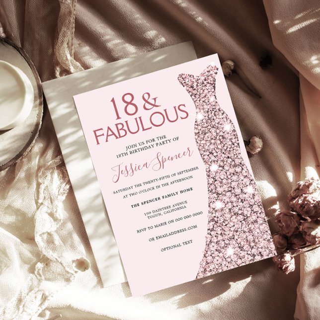 Invitación Chicas del vestido de oro Rosa Rosa 18ª fiesta de  (Subido por el creador)