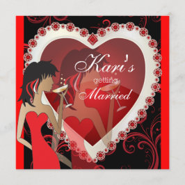 Invitación Chicas diva de noche en rojo jovial