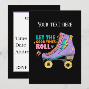 Invitación Chicas divertidas patinaje sobre ruedas retro