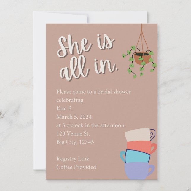 Invitación chicas dorados ducha de novia (Anverso)