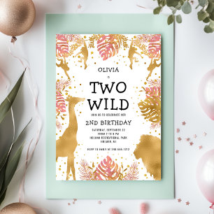 Invitación Chicas Dos Salvajes Cumpleaños 2º Safari Rosa Dora