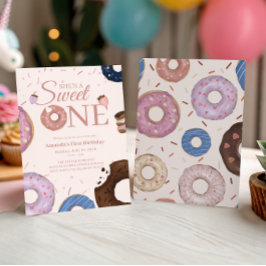 Invitación Chicas Dulce Un Donut Pastel Primer Cumpleaños
