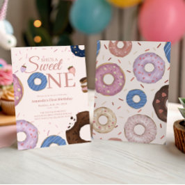 Invitación Chicas Dulce Un Donut Pastel Primer Cumpleaños