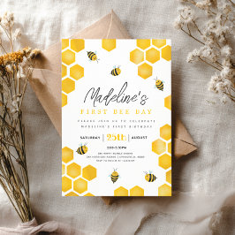 Invitación Chicas Dulce Verano Primer Día de Abeja Primer Cum