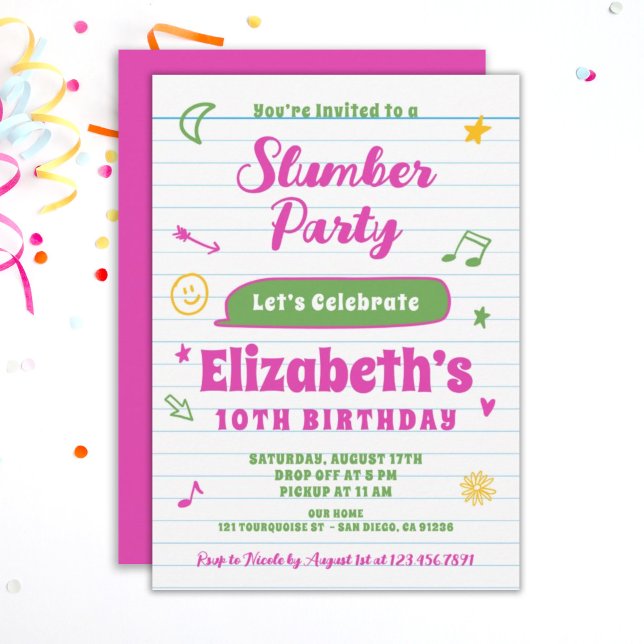 Invitación Chicas EDITABLES SLEEPOVER fiesta de cumpleaños de (Subido por el creador)