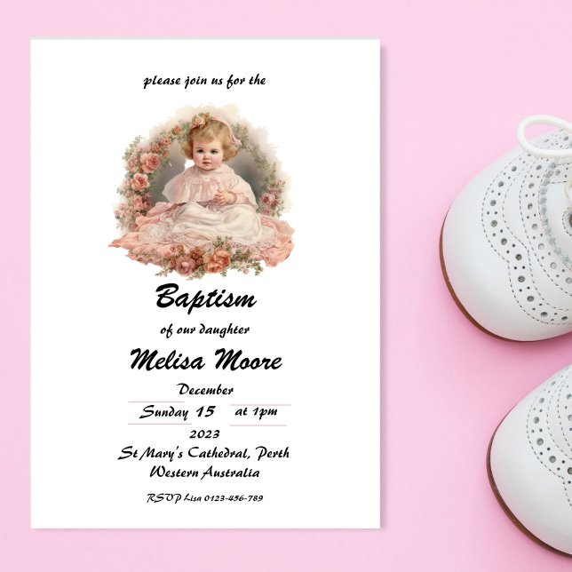 Invitación Chicas educados bautismo de bebé (Subido por el creador)