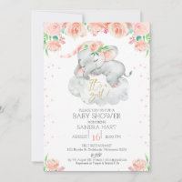 Chicas Elefante Dormido Floral Baby Shower