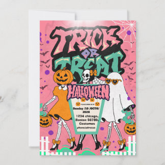 Invitación Chicas elegantes de Halloween esqueleto Tacón alto