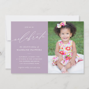 Invitación Chicas elegantes foto de cumpleaños Lavender Purpl