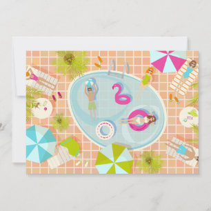 Invitación Chicas en bikini y chicos jugando juego de piscina