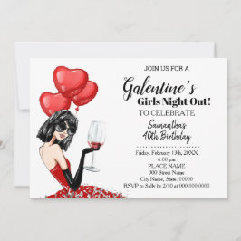 Invitación Chicas en la fiesta de cumpleaños de Galentine