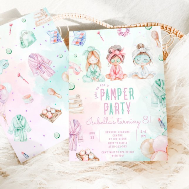 Invitación Chicas fiesta de cumpleaños Salón de belleza (Subido por el creador)