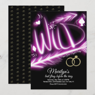 Invitación Chicas Fiesta de Despedida de Soltera Neon Wild Ve