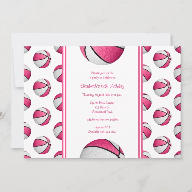 Invitación chicas fiesta de equipo o de cumpleaños de balonce (Anverso)