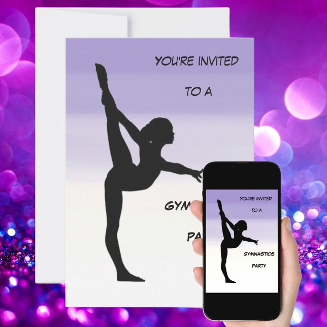 Invitación Chicas Fiesta de Gimnasia de Ombre Púrpura (Subido por el creador)