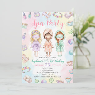 Invitación Chicas fiesta de spa Cumpleaños glamuroso