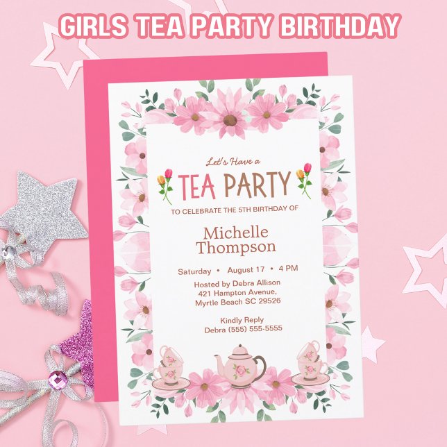 Invitación Chicas Fiesta de té 5 cumpleaños (Subido por el creador)