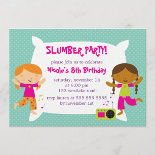 Invitación Chicas Fiesta Slumber